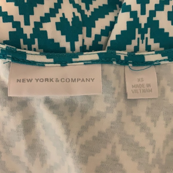 New York & Co Teal Aztec A-Line Dress - Picture 6 of 7